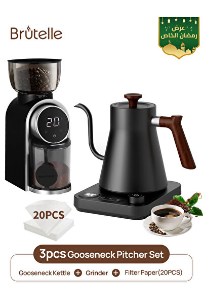 Brutelle Pour Over Coffee Maker Set Electric Gooseneck Kettle V02 Filters Bur...