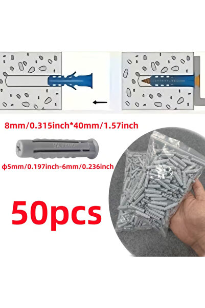 Choice 50pcs 8x40mm 50-Piece Heavy-Duty Plastic Expansion Plugs - Leak-Proof ...