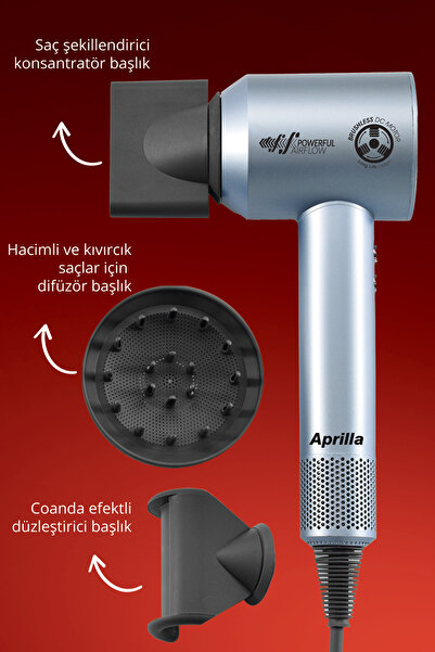 Aprilla مجفف شعر AHD 2160 باللون الرمادي