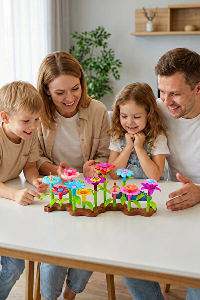 BubbyPlay 52 Parça Çiçek Bahçesi Yapım Seti Eğitici Oyuncak Bul Tak Blok 3 Ya...