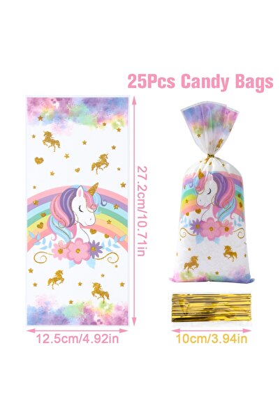 Choice19 25pcs candy bag Rainbow Unicorn PE Tablecloth Happy Unicorn Theme Bi...