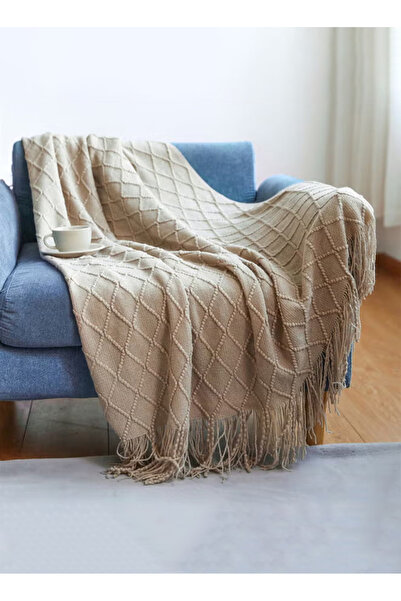 DIDA بطانية ناعمة بتصميم شرابة من إيزي سو للحفاظ على الدفء من القطن باللون ال...