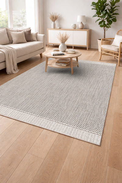 Decomia Home Dijital Baskılı Kaymaz Taban Yıkanabilir Krem Çizgili Salon Mutf...