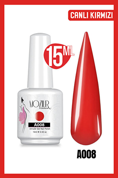 MOZIUR Kalıcı Oje Uv Led A008 (KIRMIZI SERİSİ) 15ml