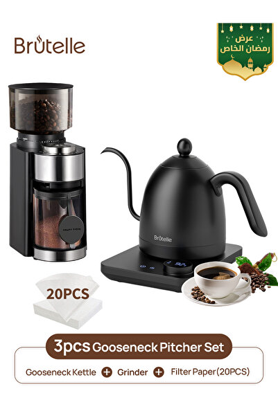 Brutelle Pour Over Coffee Maker Set Electric Gooseneck Kettle V02 Filters Bur...