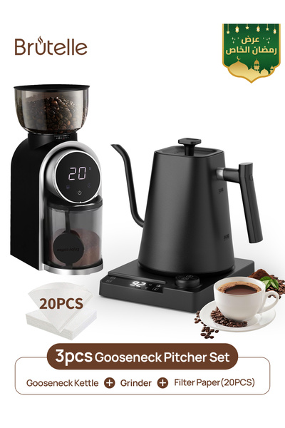 Brutelle Pour Over Coffee Maker Set Electric Gooseneck Kettle V02 Filters Bur...
