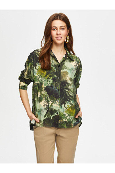 Faik Sönmez Kadın Jungle Desen Viskon Gömlek 25YUS25GML016