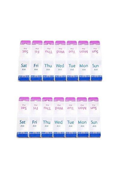 Choice علبة حبوب دواء بزر ضغط (7 أيام) عدد 2، منظم أدوية، منظم فيتامينات، مرت...