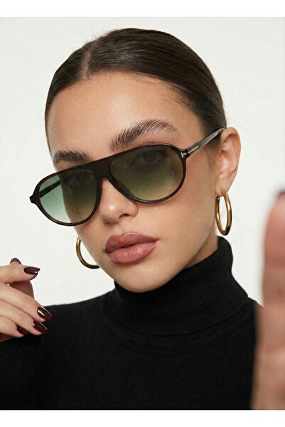 Goldmine نظارات شمسية تينا أفياتور للجنسين UV400 باللون البني والأخضر