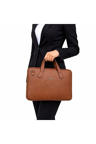 deri,se club Women's Tan Color Briefcase 13.6 Inch Laptop Bag