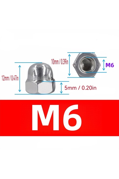 Choice DIN1587-M6-10Pcs SS A2-304 Stainless Steel Acorn Nuts DIN1587 Domed Ca...
