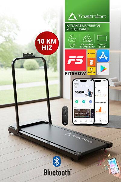 Triathlon T‑228 Katlanabilir Yürüyüş ve Koşu Bandı | 2HP Motor | 10 km/h Hız ...
