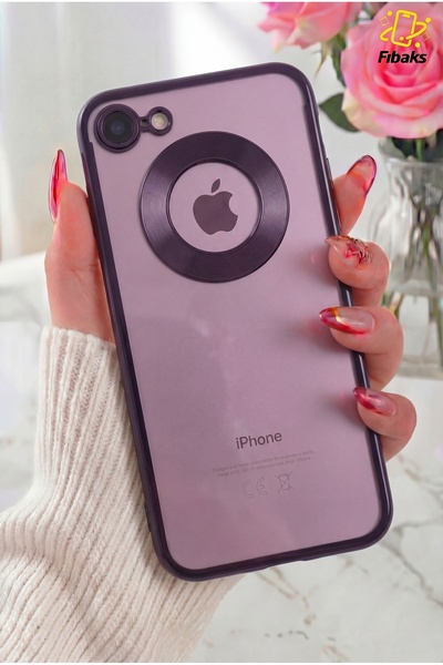 Fibaks iPhone 7/8/SE Kılıf Kamera Lens Korumalı Şeffaf Renkli Logo Gösteren P...