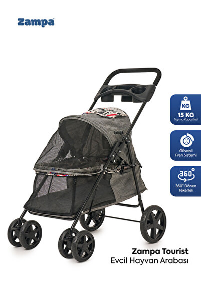 Zampa Sp01-g Tourist Kedi Ve Köpek Arabası Gri 46x85x91.5 Cm