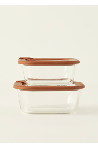 Bella Maison Σετ θήκες αποθήκευσης από γυαλί Sandy 2 τεμαχίων καφέ