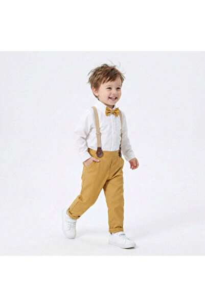 Kidohug Costum elegant baieti, Camasa cu maneca lunga, Pantaloni lungi cu bre...