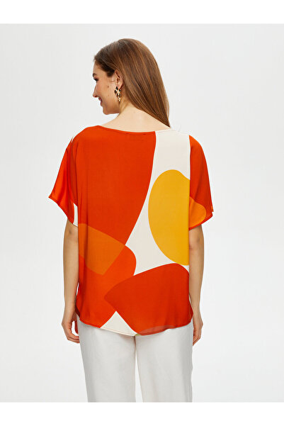 Faik Sönmez Жіноча блуза з геометричним абстрактним візерунком з віскози 25YU...