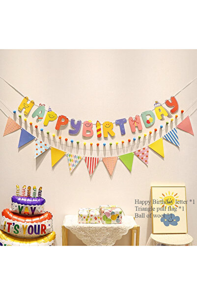 Choice D Happy Birthday Hairball Pull Flag Set Decorative Holiday Decor For A...