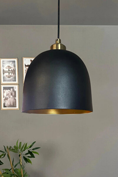 Bamyum Deep Siyah Yarım Lale Eskitme Başlık Tekli Avize Sarkıt Salon Mutfak B...