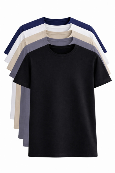 Paul Parker Erkek 5'li Paket %100 Pamuk Yumuşak Dokulu Basic Tişört