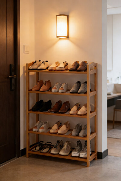 dida-cosmos رف تخزين من 5 طبقات، مصنوع من بامبو ، متين، يتحمل أوزاناً عالية، ...