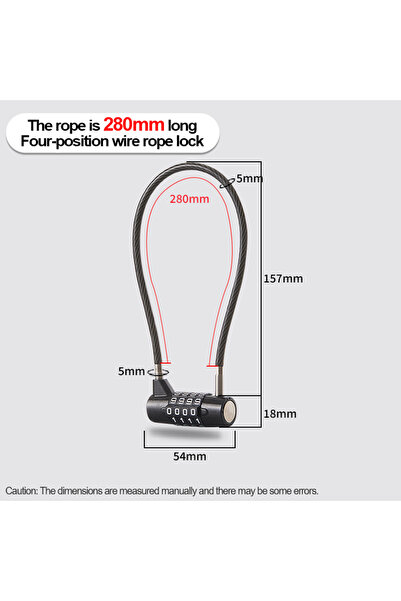 Choice قفل تركيبي 280 مم، قفل بأربعة أرقام، قفل كابل مقاوم للماء، أقفال بوابا...