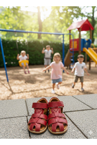 nuh kids Prave kožne crvene dnevne ortopedske unisex dečije sandale