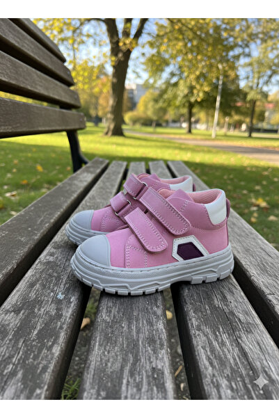 nuh kids Pantofi ortopedici roz din piele naturală pentru fete