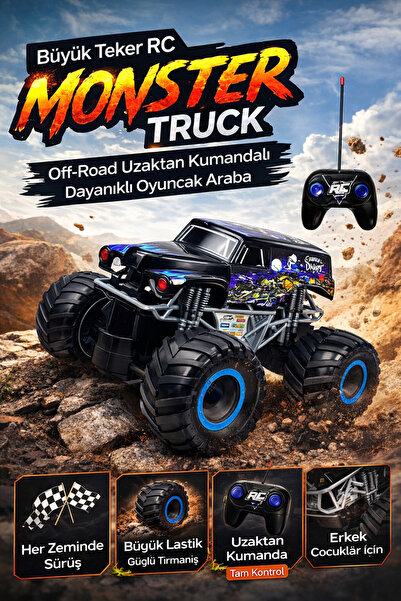 YILDIRIM OYUNCAK Uzaktan Kumandalı Full Fonksiyon Şarjlı Monster Cars 20 cm A...