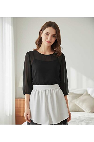 fh fashionhere Hijab de calitate Crep Savior Fusta neagră lungă Pulover de ba...