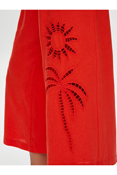 Faik Sönmez بنطلون كتان متوسط الطول بتصميم بسيط - صيفي