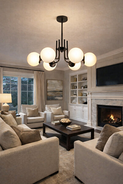 Modavize Vien Modern Tasarım Salon Yemek Odası Mutfak Siyah Renk Beyaz Camlı ...