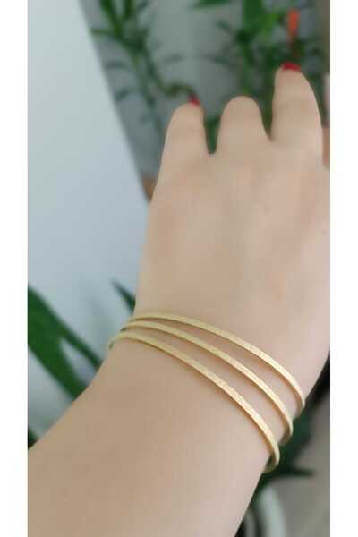 shop Steel Gold Color 3-Piece Bracelet Set with Silvery Shiny Design – Women's Stylish Bracelet for Daily & Special Occasions