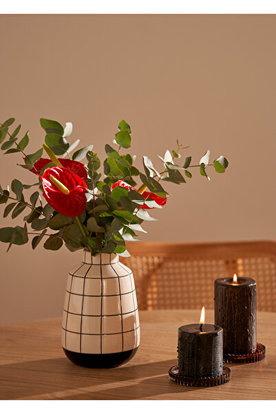 Bella Maison Square Stoneware Vase Black-White (13X13X19 cm)