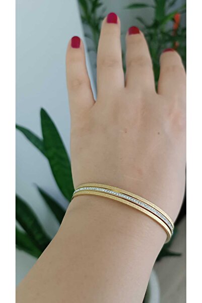 shop 316L, Steel 3-Piece Gold Bracelet Set with Stones and Silvery Combinatio...