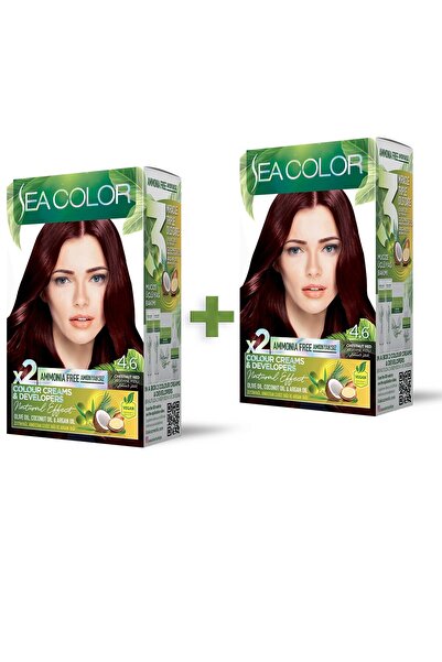 Sea Color 2'li Natural Effect Set Saç Boyası Amonyaksız 4.6 Kestane Kızılı