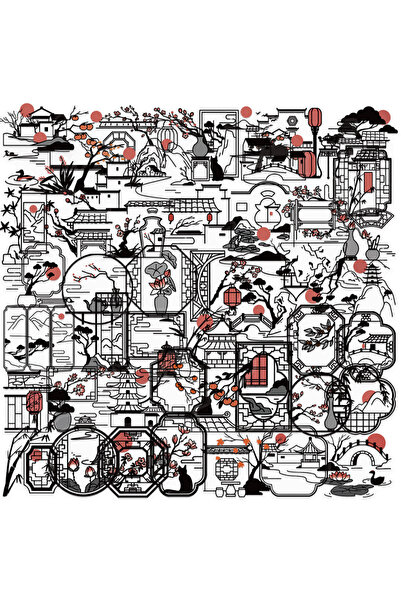 Choice 50 قطعة × 2، 50/100 قطعة، عبوة ملصقات ظلية قديمة باللونين الأسود والأب...