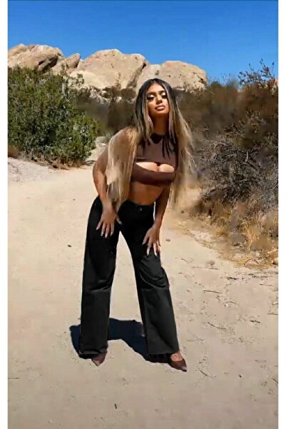 Trn JNS Newyork Süper Yüksek A.c.a.i.p S.o.l.m.a.z Siyah Salaş Jean Pantolon ...