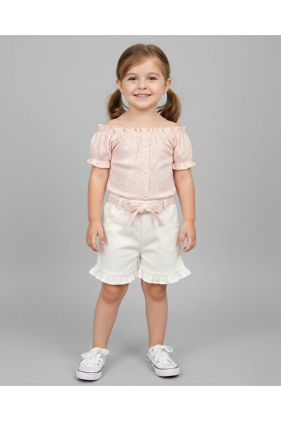 Ege Bebek Set pentru fetiță, de vară, cu snur, din țesătură interlock cu snur...