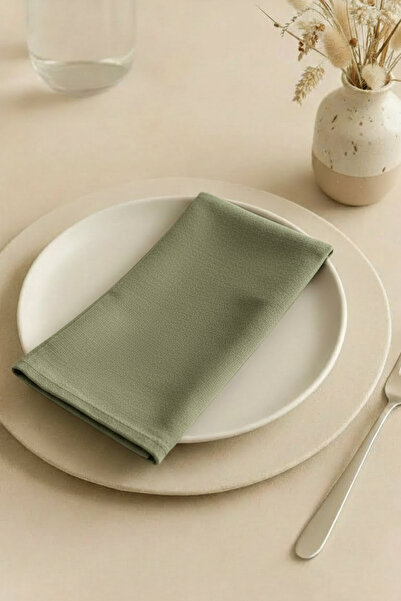 Dokuar Kadife Dokulu Premium Yeşil Düz Polyester 6’lı Dertsiz Kumaş Peçete 45x45