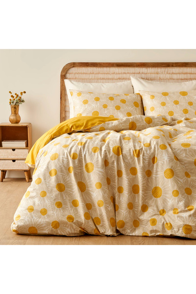 Bella Maison طقم غطاء لحاف مزدوج من القطن بنسبة 100% باللون الأصفر (200 × 220...