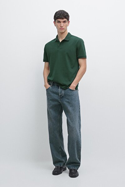 Massimo Dutti Mikro dokulu pamuklu polo yaka t-shirt