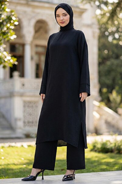 hafsamina Uzun Tunikli Ayrobin Takım Siyah HM2770