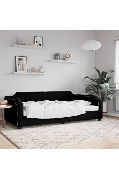 Concept Cadru de pat, negru, 100 x 200 cm, material textil