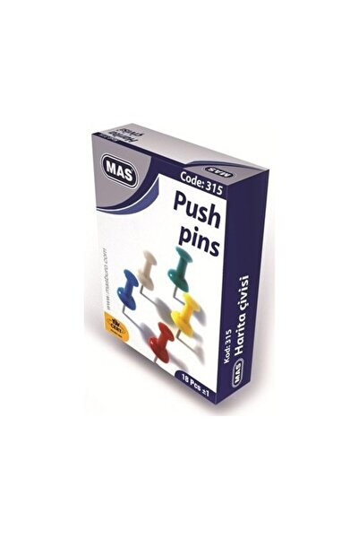 Mas Cutie de carton colorată cu 315 de unghii pentru hartă, 2 bucăți de 18