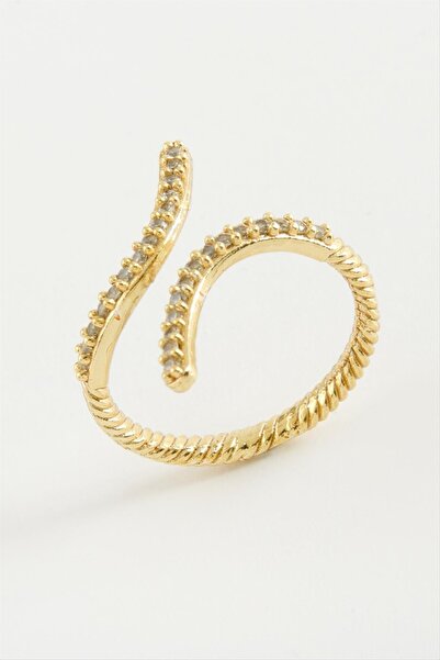 ZERO LAND خاتم NRZSNT بحجر الزركون على شكل ثعبان (03127) - أصفر