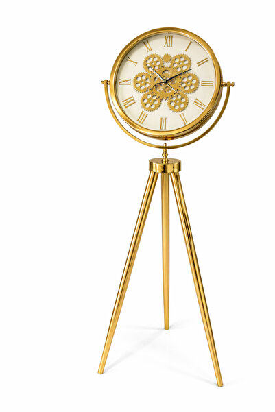 LİBAS TRİPOD METAL AYAKLI ÇARKLI SAAT BEYAZ