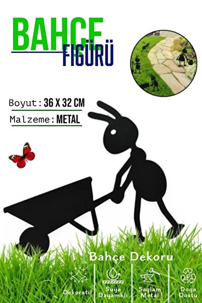 3art Metal Dekoratif Metal Bahçe Süsü - Bahçe Dekorasyonu Dekor Karınca - Sak...