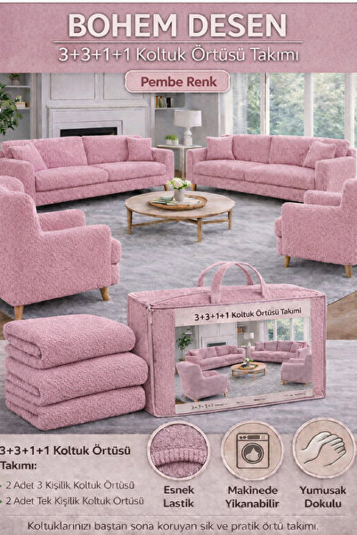 beyvetçe jakarlı bohem kumaş 3.3.1.1 Koltuk Örtüsü Koltuk Kılıfı Takımı Ev Te...