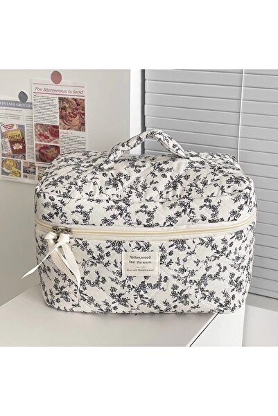 Choice حقيبة يد نسائية أنيقة على شكل زهرة سوداء لتنظيم مستحضرات التجميل والمك...